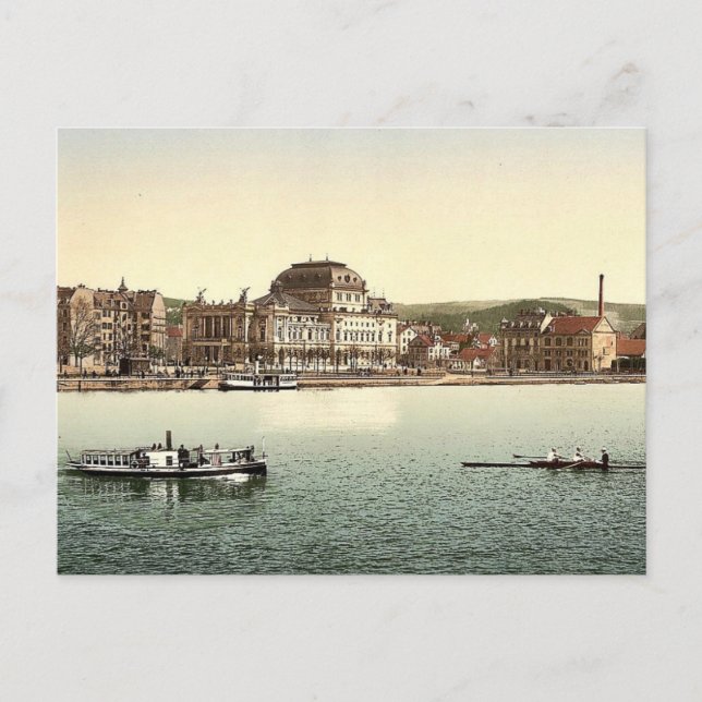 Carte Postale Le théâtre et Utoquay, Zurich, classe Suisse (Devant)