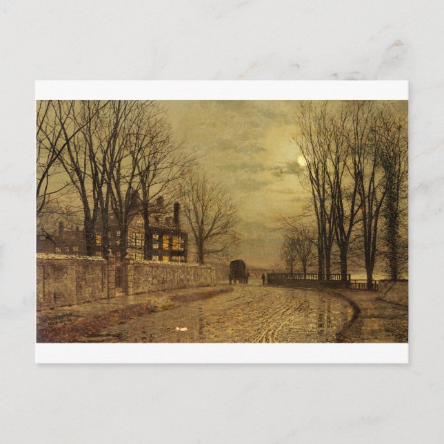 Carte Postale Le tournant de la route par John Atkinson Grimshaw (Devant)