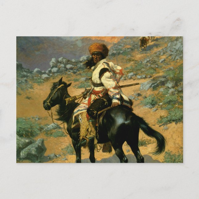 Carte Postale Le trappeur indien de Frederic Remington (1889) (Devant)