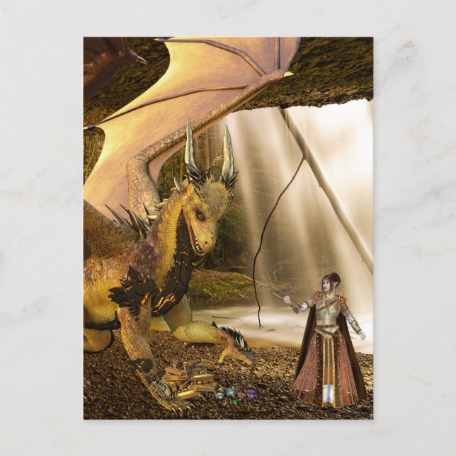 Carte Postale Le trésor du dragon d'or et la princesse Elf (Devant)