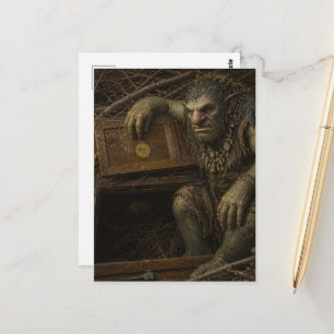 Carte Postale Le troll à la porte
