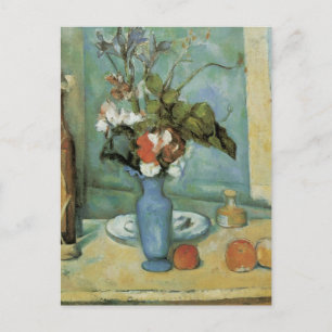 Carte Postale Le Vase Bleu (Fleurs et Fruits) par Paul Cezanne