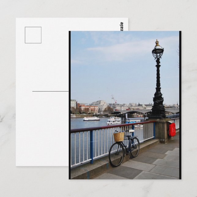 Carte Postale Le Vélo au bord de la Tamise (Devant / Derrière)