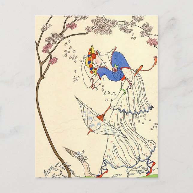 Carte Postale Le vent de George Barbier (Devant)