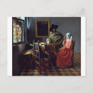 Carte Postale Le verre du vin de Johannes Vermeer