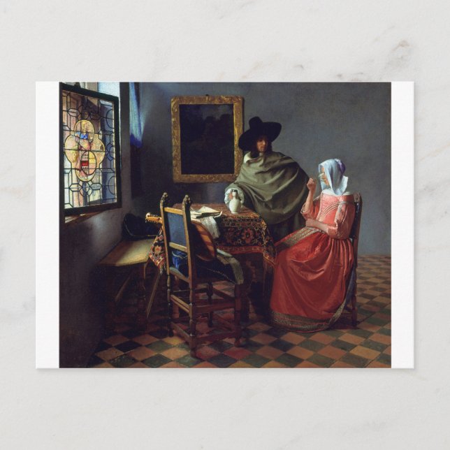 Carte Postale Le verre du vin de Johannes Vermeer (Devant)