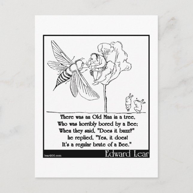 Carte Postale Le vieil homme d'Edward Lear dans un limerick (Devant)