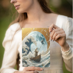 Carte Postale Le Vieux Homme Et La Vague Géante