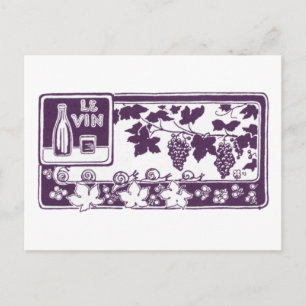 Carte Postale Le Vin, Étiquette Vintage