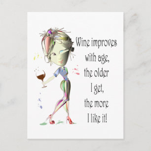 Carte Postale Le vin s'améliore avec l'âge, Cadeaux de vin humor