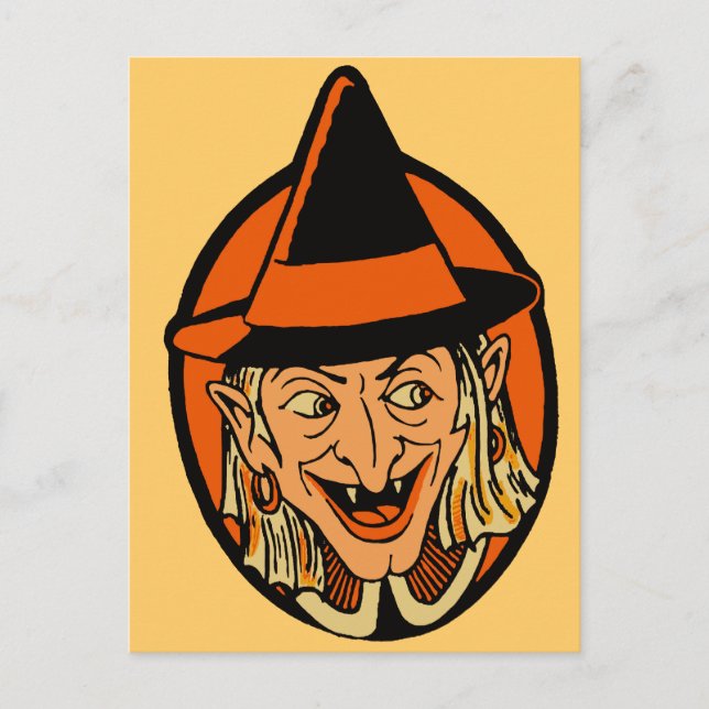 Carte Postale Le visage de la sorcière vintage (Devant)