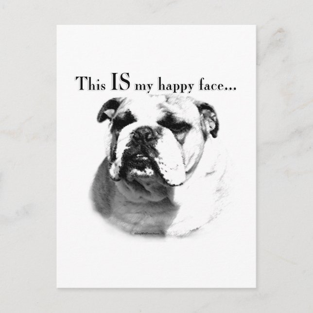 Carte Postale Le visage joyeux de Bulldog (Devant)