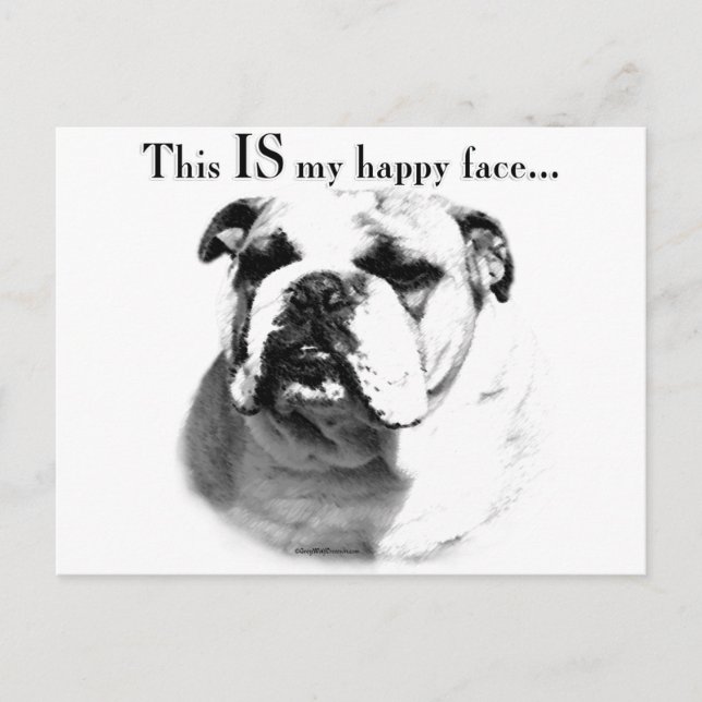 Carte Postale Le visage joyeux de Bulldog (Devant)
