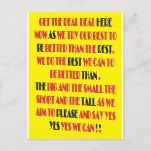 Carte Postale Le vrai marché est ici poster type texte art