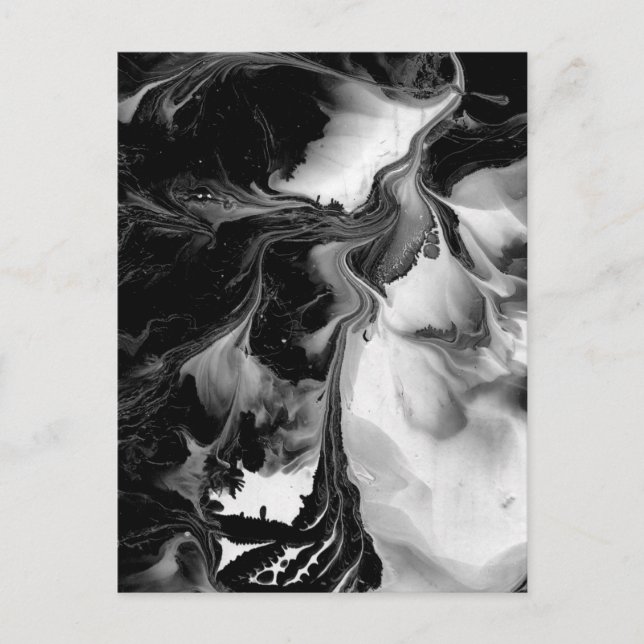 Carte Postale LE YIN & LE YANG (art abstrait noir & blanc) ~. (Devant)