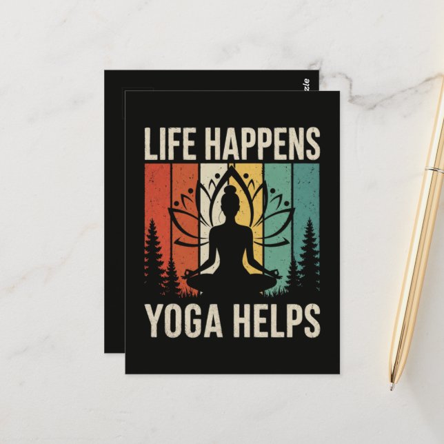 Carte Postale Le Yoga Aide à Vivre  (Devant/Arrière en situation)