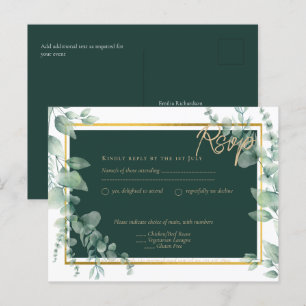 Carte Postale LeahG Eucalyptus Verdure Or MARIAGE CODE QR
