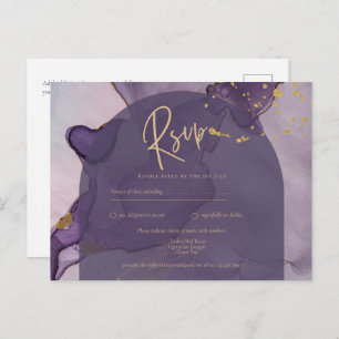 Carte Postale LeahG Ink Ombre violet Lavender Mariage or