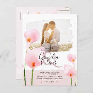 Carte Postale LeahG Rose Calla Lily PHOTO Overlay Mariage Invite