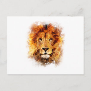 Carte Postale Leão Aquarela