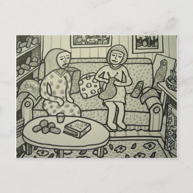 Carte Postale Learn to Knit bt Piliero (Devant)