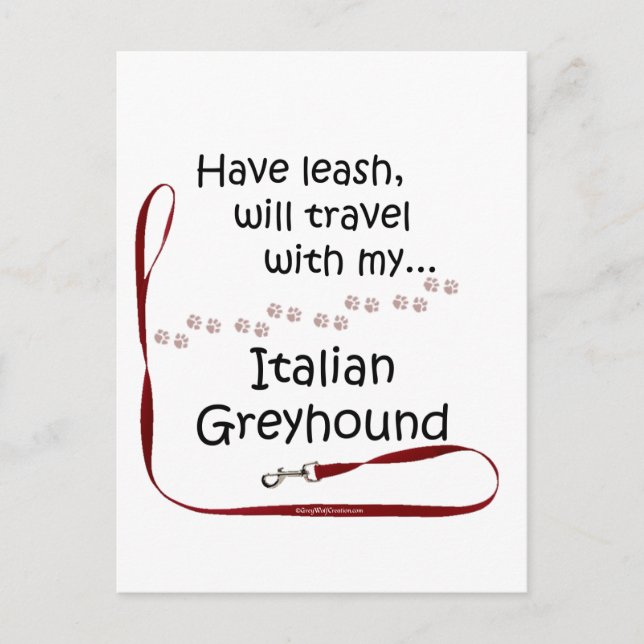 Carte Postale Leash de voyage italien Greyhound (Devant)