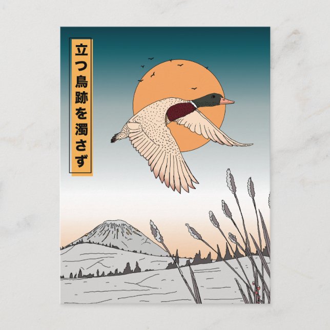 Carte Postale L'eau reste calme après le décollage d'un oiseau (Devant)