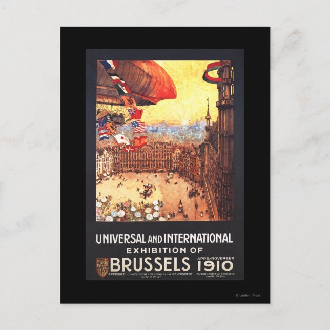 Carte Postale Lebaudy Airship avec World Flags à Expo (Devant)