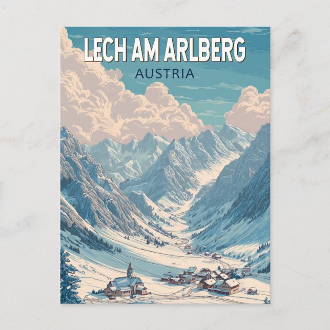 Carte Postale Lech am Arlberg Autriche Illustration Travel Art (Devant)