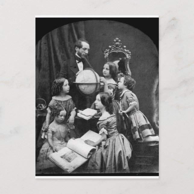 Carte Postale Leçon de géographie familiale ~ 1850 (Devant)