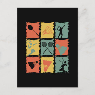 Carte Postale Lecteur Badminton Retro