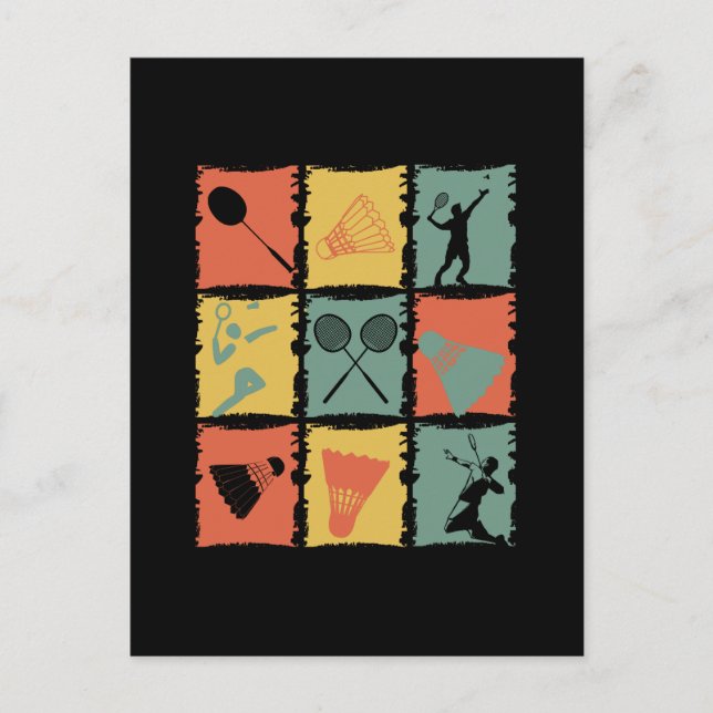Carte Postale Lecteur Badminton Retro (Devant)