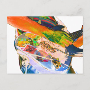 Carte Postale Lecteur guitare, couleurs psychadéliques conceptio
