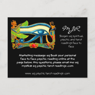 Carte Postale Lecteur psychique avec logo Mystic Eye of Horus