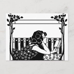 Carte Postale Lecteur vintage Art Nouveau