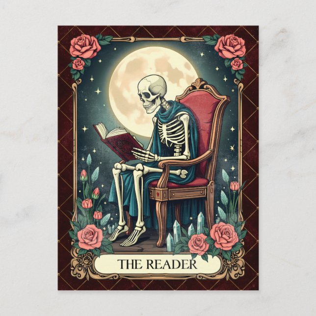 Carte Postale Lecteur, Vintage Style Tarot Card Skeleton (Devant)