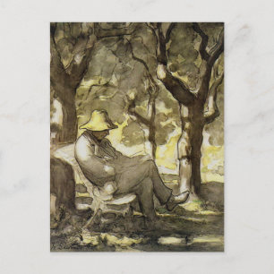 Carte Postale Lecture dans un jardin