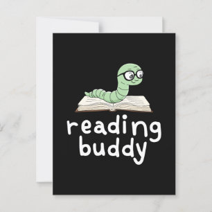 Carte Postale Lecture de Buddy Cute Bookwort avec livre