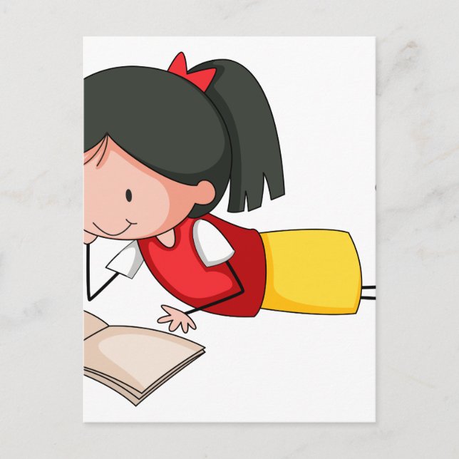Carte Postale Lecture de fille (Devant)