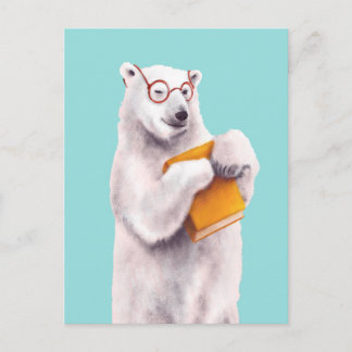 Carte Postale Lecture de l'ours polaire geek