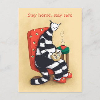 Carte Postale Lecture du livre de chat Lover