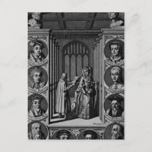 Carte Postale Lecture d'une lettre à la reine Elizabeth I