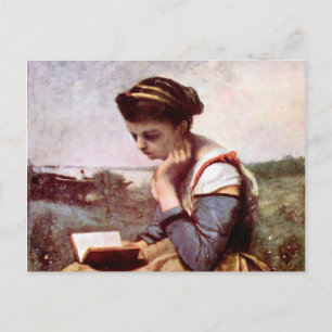 Carte Postale Lecture par Jean-Baptiste Camille Corot