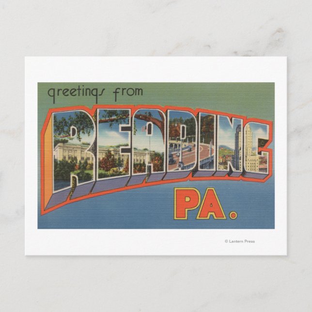 Carte Postale Lecture, Pennsylvanie - Scènes de grandes lettres (Devant)
