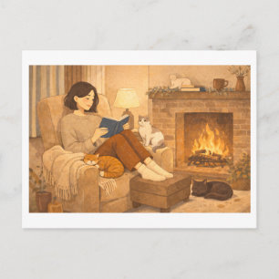 Carte Postale Lecture saisonnière : Hiver