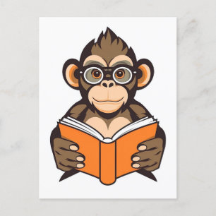 Carte Postale Lecture singe