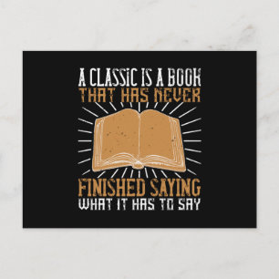 Carte Postale Lecture - Un livre classique jamais terminé