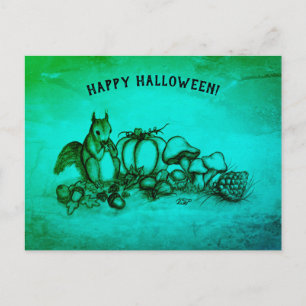 Carte Postale L'écureuil en automne, Bonne Halloween !