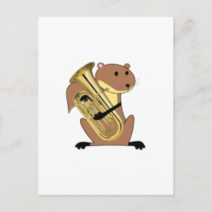 Carte Postale L'écureuil joue de l'euphonium