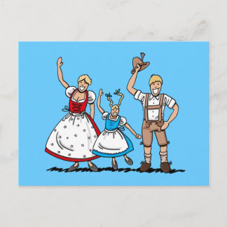 Carte postale Lederhosen Dirndl Famille Bavaroise
